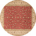 Round Persian Brown Traditional Rug, tr3478brn