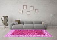 Machine Washable Persian Pink Traditional Rug, wshtr3478pnk