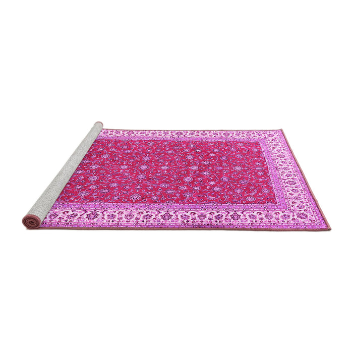 Sideview of Machine Washable Persian Pink Traditional Rug, wshtr3478pnk