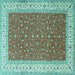 Square Machine Washable Persian Turquoise Traditional Area Rugs, wshtr3478turq