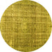 Round Persian Yellow Traditional Rug, tr3479yw