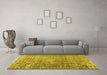 Machine Washable Persian Yellow Traditional Rug in a Living Room, wshtr3479yw