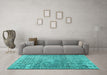 Machine Washable Persian Turquoise Traditional Area Rugs in a Living Room,, wshtr3479turq