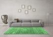 Machine Washable Persian Emerald Green Traditional Area Rugs in a Living Room,, wshtr3479emgrn