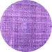 Round Persian Purple Traditional Rug, tr3479pur