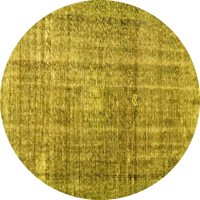Round Machine Washable Persian Yellow Traditional Rug, wshtr3479yw