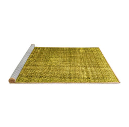 Sideview of Machine Washable Persian Yellow Traditional Rug, wshtr3479yw
