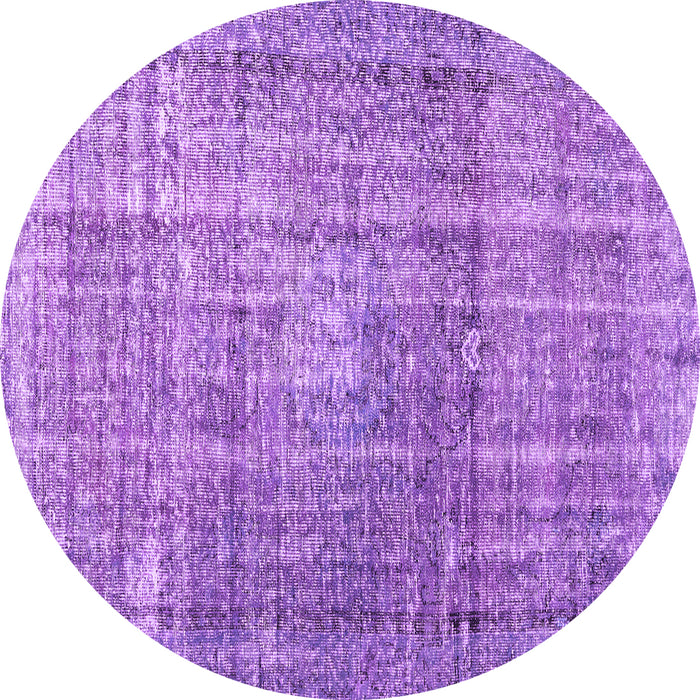 Round Machine Washable Persian Purple Traditional Area Rugs, wshtr3479pur