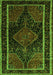 Serging Thickness of Machine Washable Persian Green Traditional Area Rugs, wshtr347grn