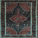 Square Machine Washable Persian Light Blue Traditional Rug, wshtr347lblu