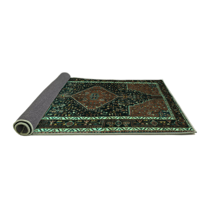 Sideview of Persian Turquoise Traditional Rug, tr347turq