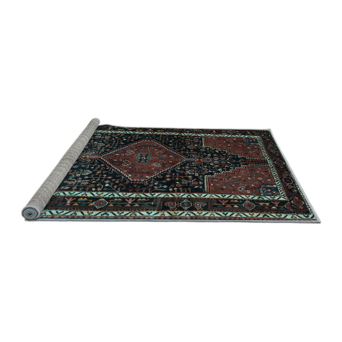 Sideview of Machine Washable Persian Light Blue Traditional Rug, wshtr347lblu