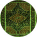 Square Persian Green Traditional Rug, tr347grn