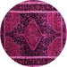 Round Machine Washable Persian Pink Traditional Rug, wshtr347pnk