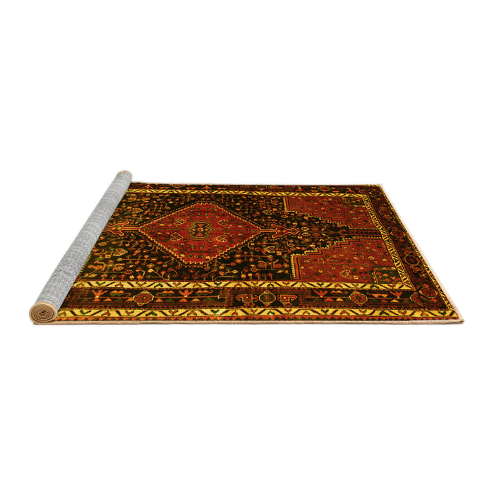 Sideview of Machine Washable Persian Yellow Traditional Rug, wshtr347yw