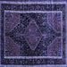 Square Machine Washable Persian Blue Traditional Rug, wshtr347blu