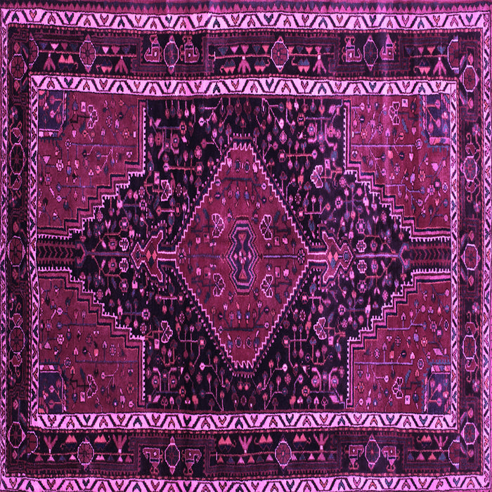 Square Machine Washable Persian Purple Traditional Area Rugs, wshtr347pur