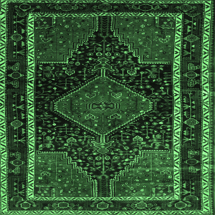 Square Machine Washable Persian Emerald Green Traditional Area Rugs, wshtr347emgrn