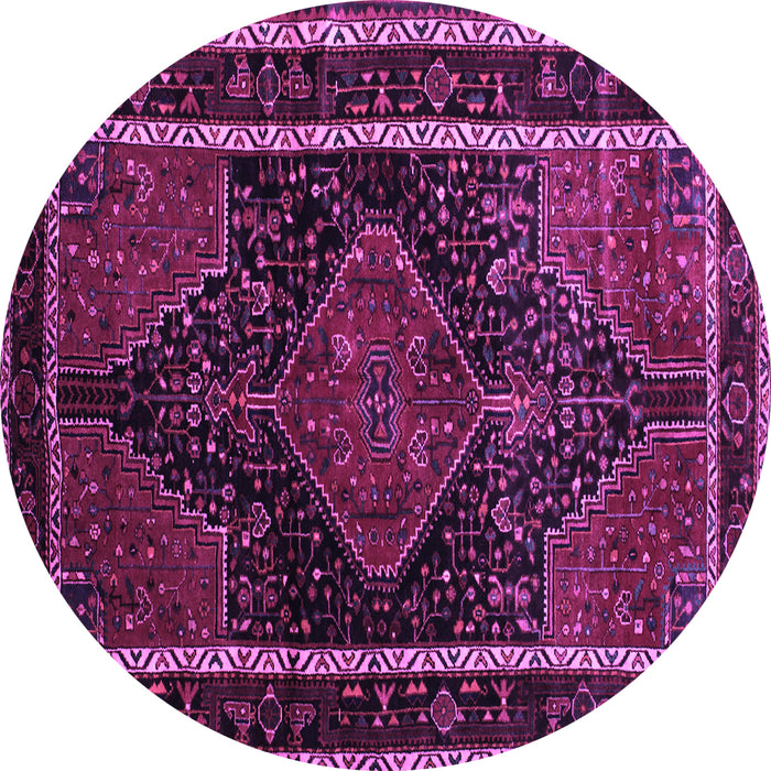 Round Persian Purple Traditional Rug, tr347pur