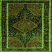 Round Machine Washable Persian Green Traditional Area Rugs, wshtr347grn