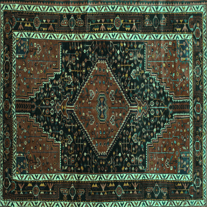 Square Persian Turquoise Traditional Rug, tr347turq