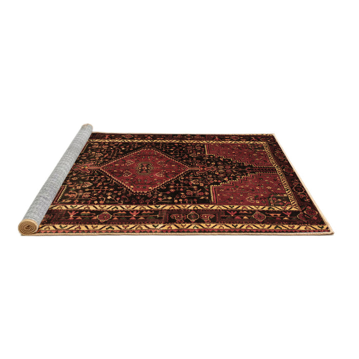 Sideview of Machine Washable Persian Brown Traditional Rug, wshtr347brn