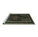 Sideview of Machine Washable Persian Turquoise Traditional Area Rugs, wshtr347turq