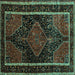 Square Machine Washable Persian Turquoise Traditional Area Rugs, wshtr347turq