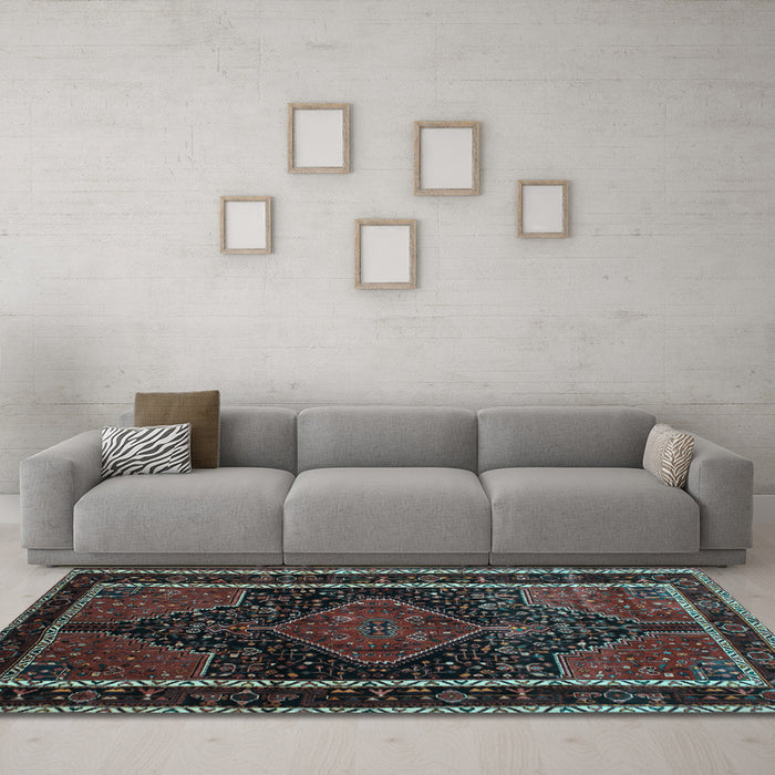 Machine Washable Persian Light Blue Traditional Rug in a Living Room, wshtr347lblu