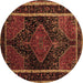 Round Machine Washable Persian Brown Traditional Rug, wshtr347brn