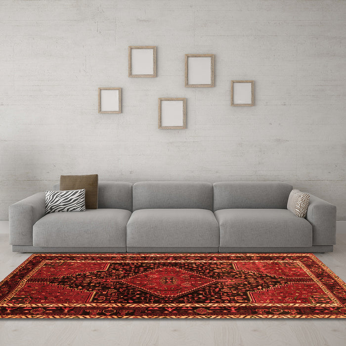 Machine Washable Persian Orange Traditional Area Rugs in a Living Room, wshtr347org