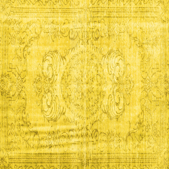 Square Machine Washable Persian Yellow Traditional Rug, wshtr3480yw