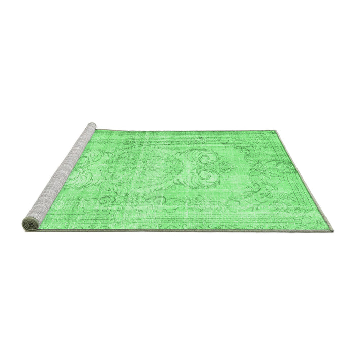 Sideview of Machine Washable Persian Emerald Green Traditional Area Rugs, wshtr3480emgrn