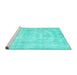 Sideview of Machine Washable Persian Turquoise Traditional Area Rugs, wshtr3480turq