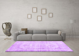 Machine Washable Persian Purple Traditional Area Rugs in a Living Room, wshtr3480pur