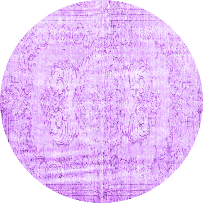 Round Persian Purple Traditional Rug, tr3480pur
