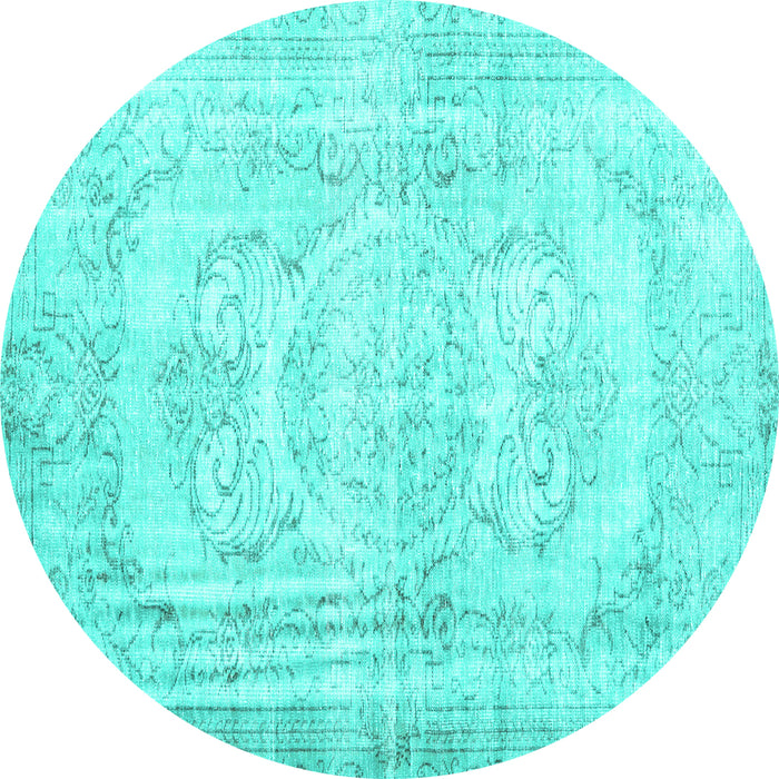 Round Persian Turquoise Traditional Rug, tr3480turq