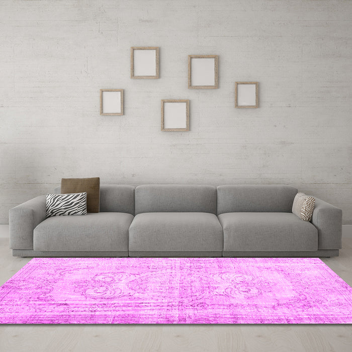 Machine Washable Persian Pink Traditional Rug in a Living Room, wshtr3480pnk