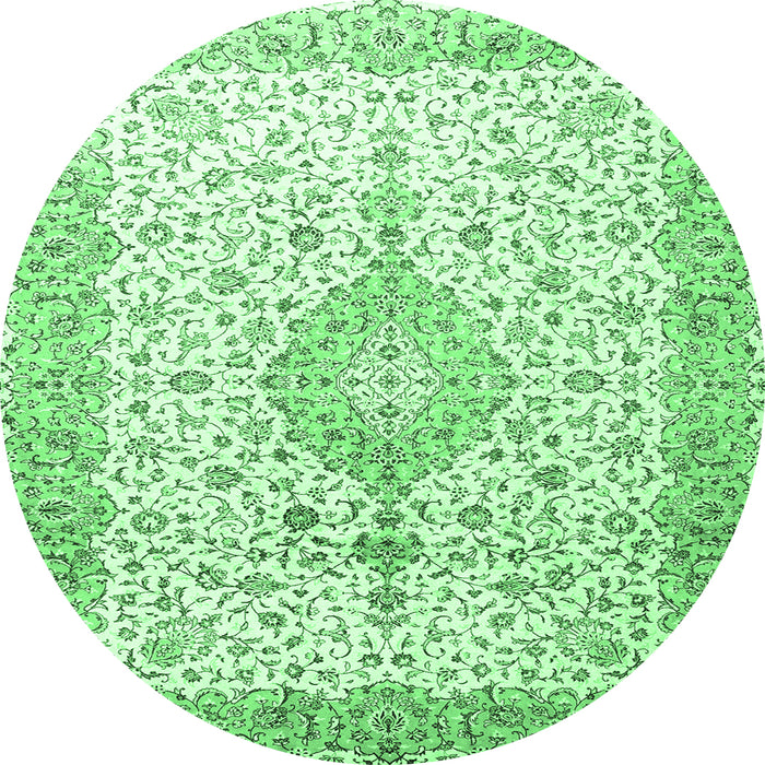 Round Persian Emerald Green Traditional Rug, tr3481emgrn