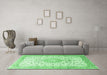 Machine Washable Persian Emerald Green Traditional Area Rugs in a Living Room,, wshtr3481emgrn