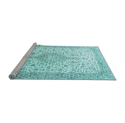 Sideview of Machine Washable Persian Light Blue Traditional Rug, wshtr3481lblu