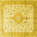 Square Machine Washable Persian Yellow Traditional Rug, wshtr3481yw