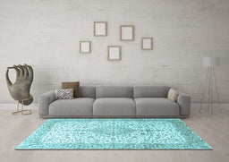 Machine Washable Persian Light Blue Traditional Rug in a Living Room, wshtr3481lblu