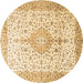 Round Persian Brown Traditional Rug, tr3481brn