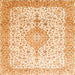 Round Machine Washable Persian Orange Traditional Area Rugs, wshtr3481org