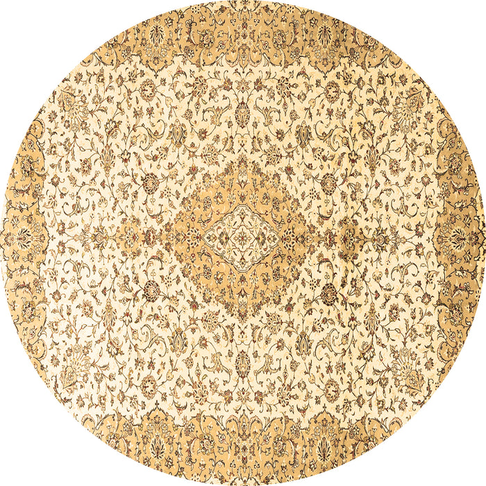 Round Machine Washable Persian Brown Traditional Rug, wshtr3481brn