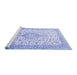 Sideview of Machine Washable Persian Blue Traditional Rug, wshtr3481blu