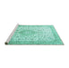 Sideview of Machine Washable Persian Turquoise Traditional Area Rugs, wshtr3481turq