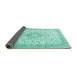 Sideview of Persian Turquoise Traditional Rug, tr3481turq