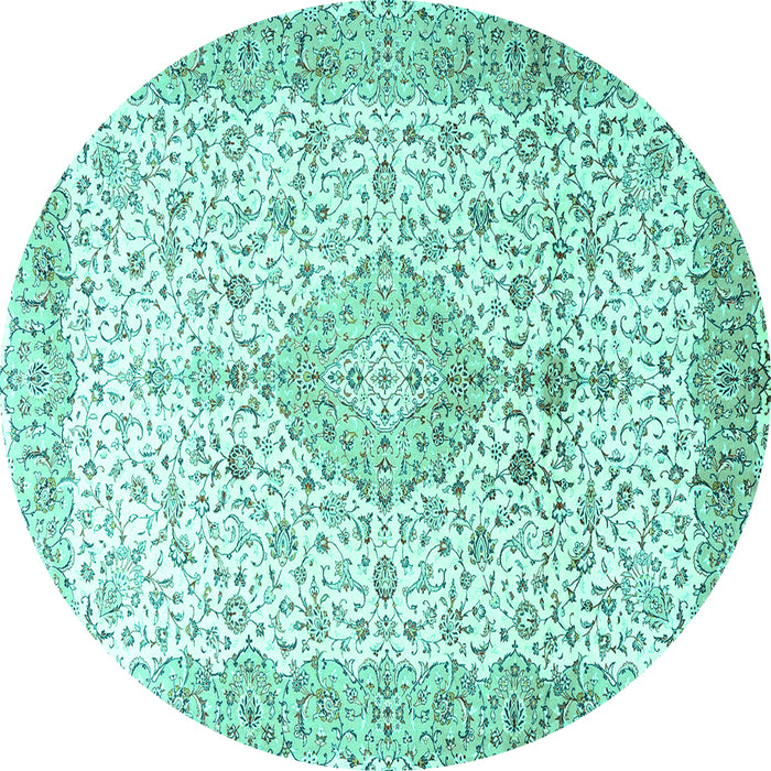 Round Persian Turquoise Traditional Rug, tr3481turq